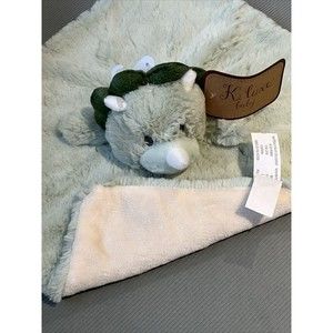K Luxe Baby Kellytoy Green Dinosaur Security Blanket w/ Rattle Plush Lovey New